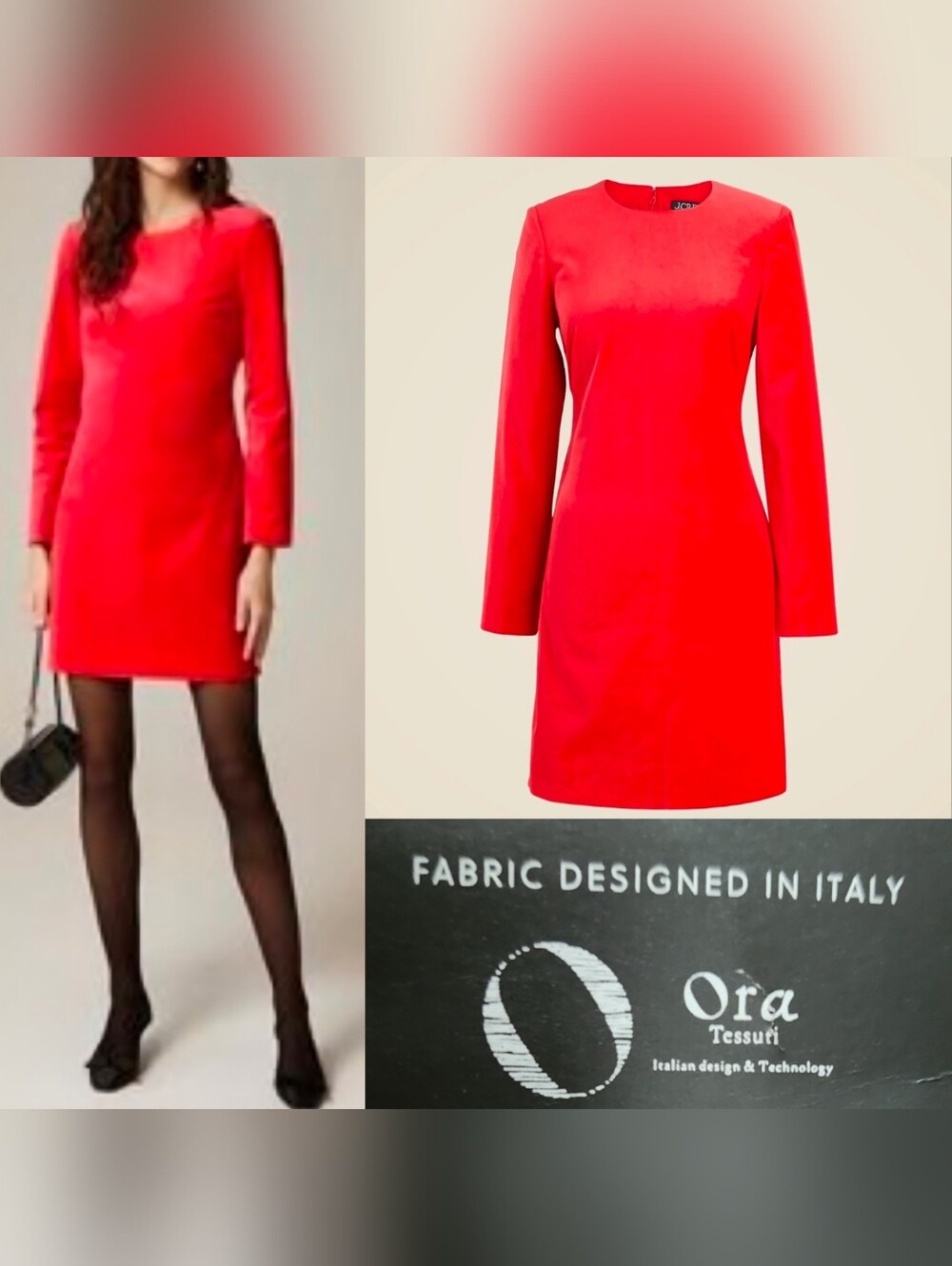 Stunning NWT 2024 J. Crew ORA TESSUTI ITALY Stretch velvet dress 10 Fire Red